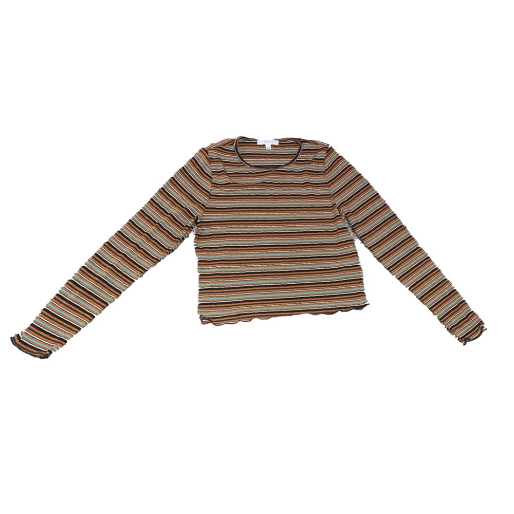 Striped Ribbed Long Sleeve Tee Size M